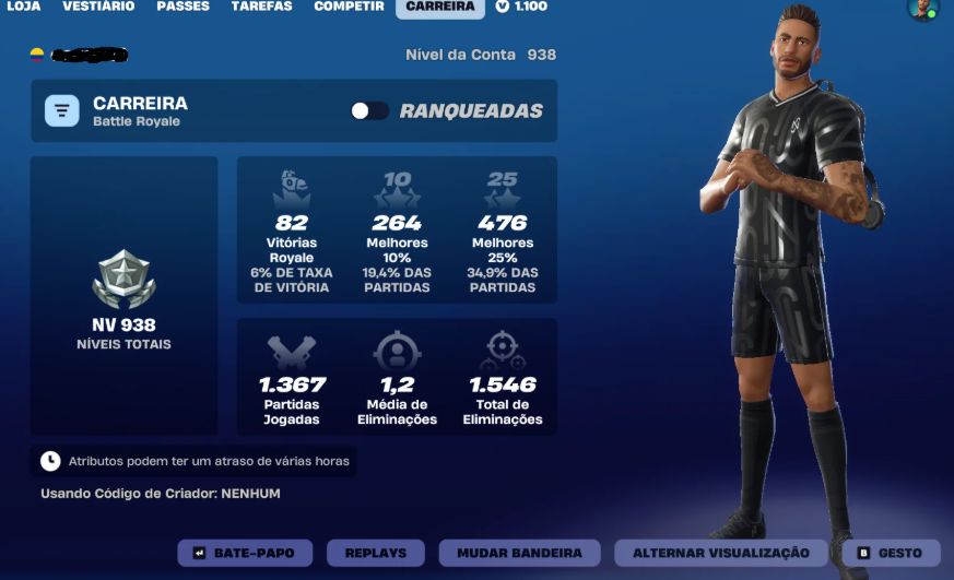 CONTA FORTNITE COM NEYMAR JR E LARA CROSF!!!