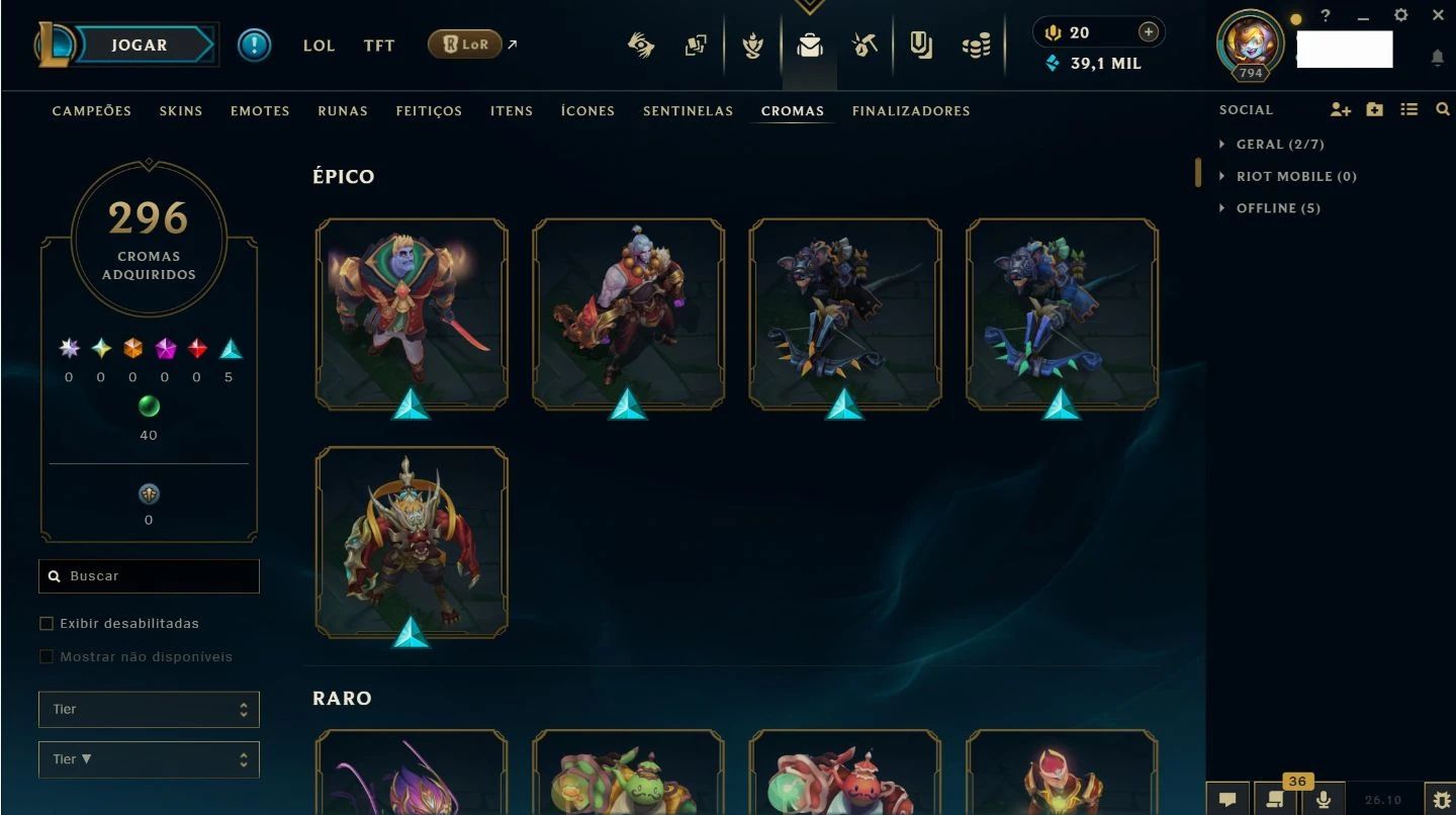 Acc de Lol - Lvl 794 - Conta de 2011! Muitas Coisas Antigas!