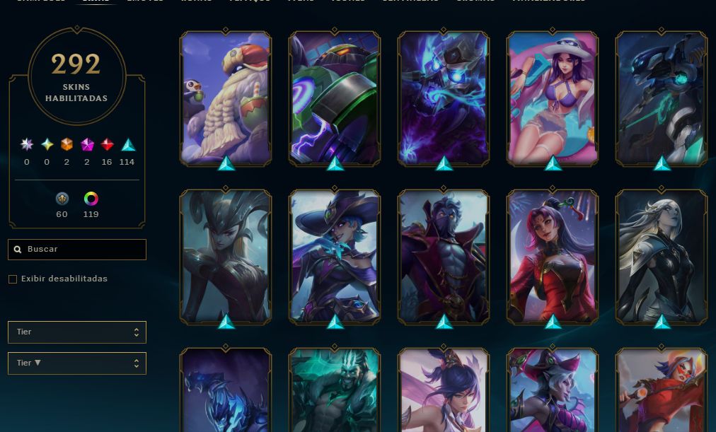 CONTA - CORKI OVNI + KAYLE JUÍZA + VITORIOSAS | 292 SKINS | TODOS OS CAMPEÕES