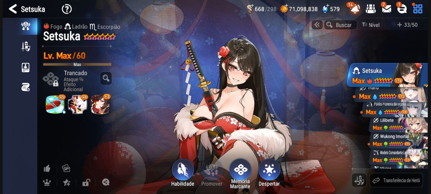 Conta starter epic seven collab czz completa+32 personagens 5 estrelas
