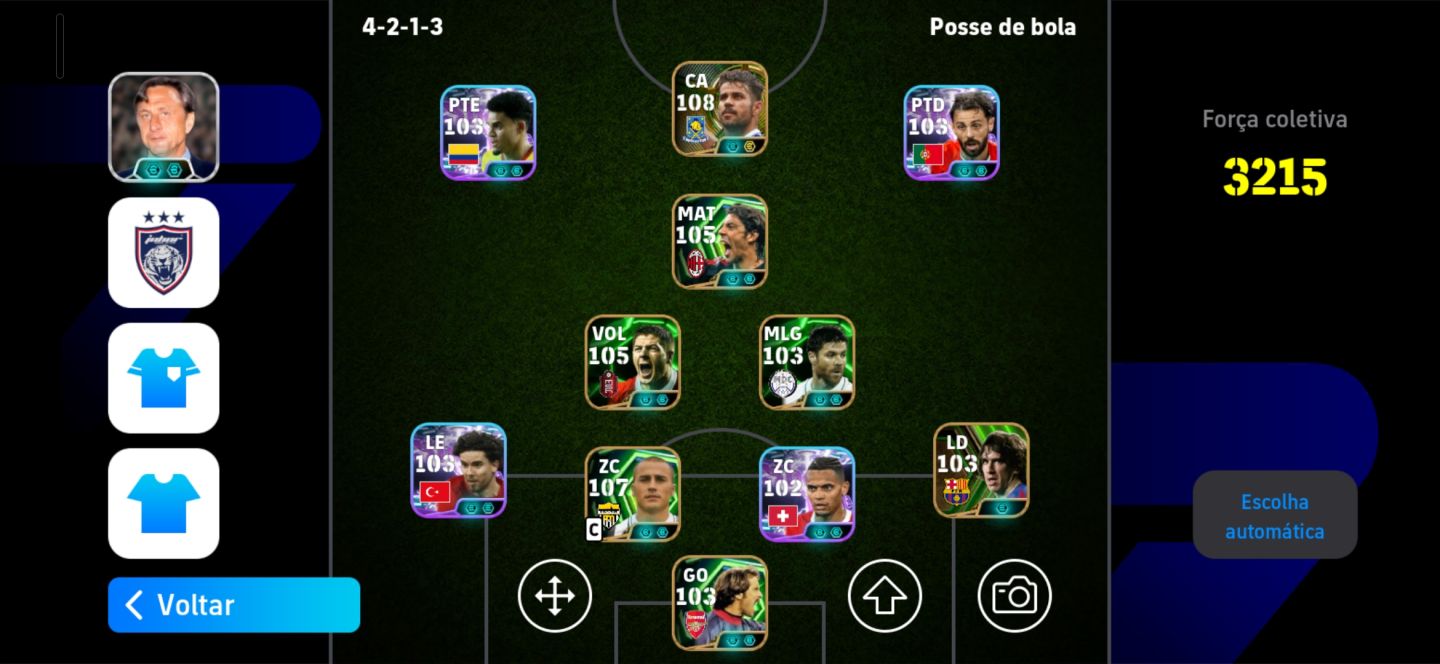 CONTA EFOOTBALL | CANNAVARO 107 + DIOGO COSTA 108 + GERRARD 105 | 3215 DE FORÇA
