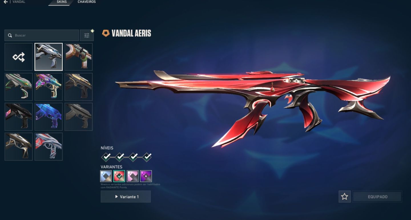 Conta valorant leque flamejante, vandal aeris e+