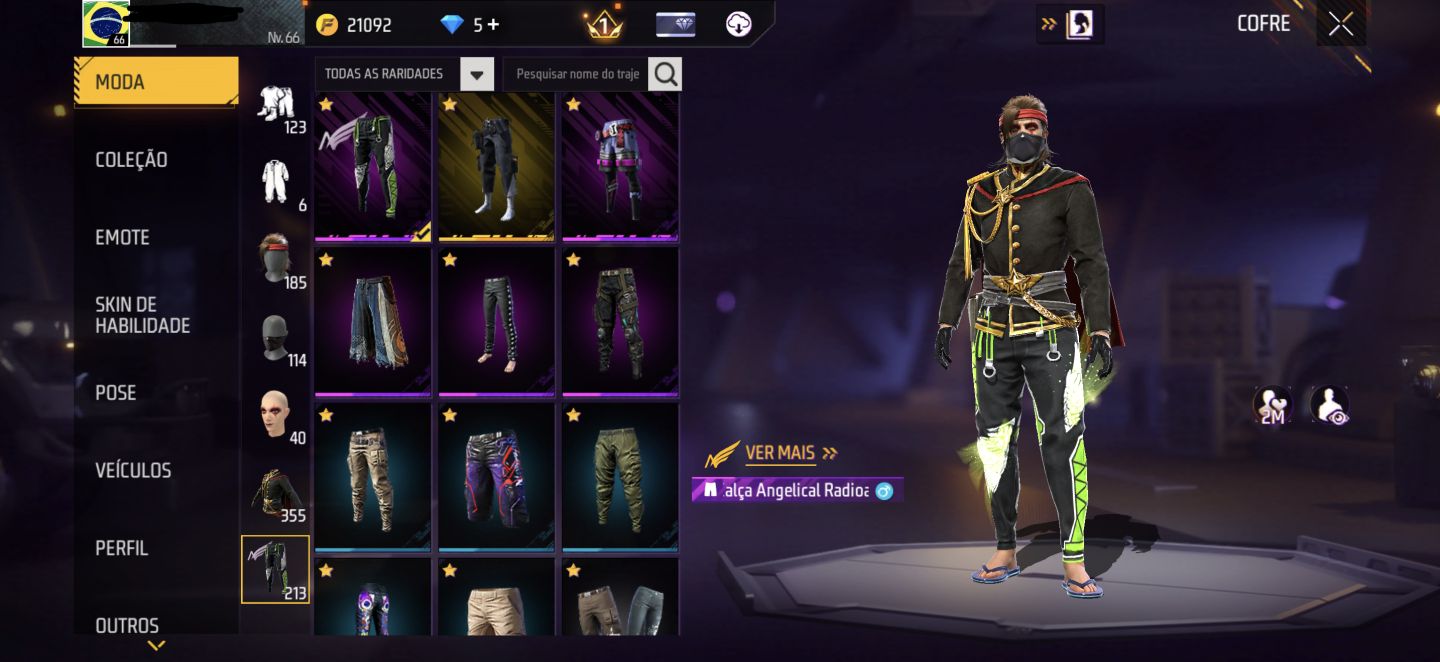 Conta Free Fire Angelical Verde - Skins Antigas - Muito top
