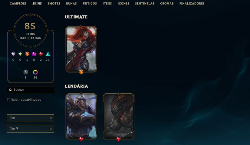 CONTA ESMERALDA 4 / MF EXOCÓSMICA / 4 SKINS DO YASUO / 42 SKINS / 10K EA