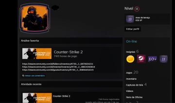 CONTA CS2 - 739 horas de jogo - Premier liberado - Moeda de 10 anos- REPASSE