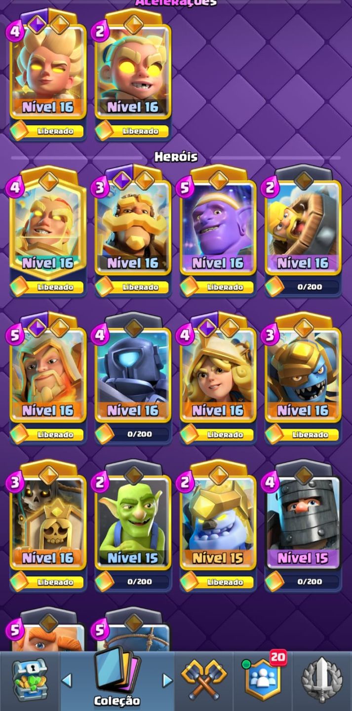 MELHOR CONTA ANUNCIADA! 85/122 CARTAS FULL MAX! QUALQUER DECK DA PRA FAZER!