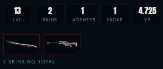 CONTA VALORANT | 2 SKINS - 1 FACA | Full acesso, Nivel 13, Unrated