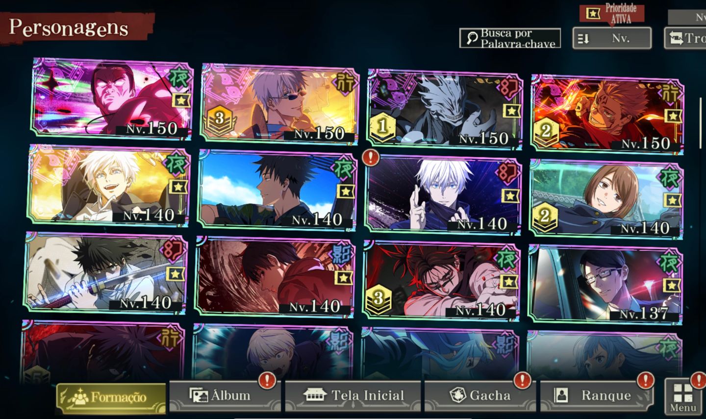 Conta JJK PAREDE 11 LIMITADOS END GAME MUITO BEM UPADA METAS