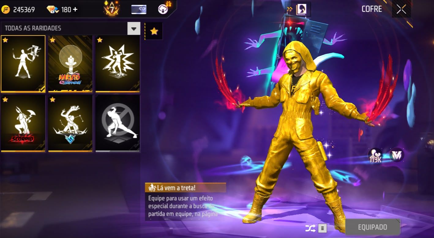 Conta free fire gemada com 8 evolutivas, 5 entradas, 4 angelicais, prime level 7