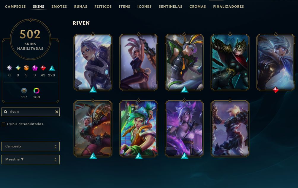 Conta de lol RARA nvl945 com 507 skins FULL ACESSO (SKIN RIVEN 2012)