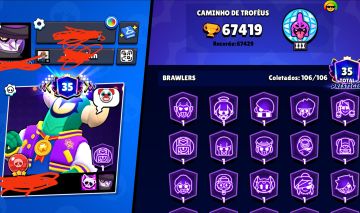 CONTA BRAWL STARS 67K+ TROFÉUS | ALL BRAWLERS 106/106 | SKINS LENDÁRIAS + HYPER