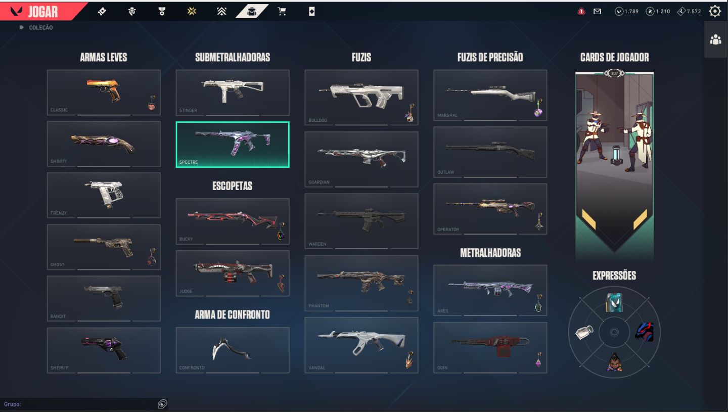 Conta de valorant varias skins, mas de 1250 gastos