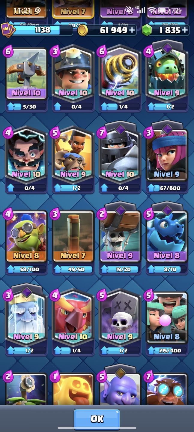 Conta Clash Royale 7709 Troféus | 1.8k Gemas + 61k Ouro | Sem Banimento