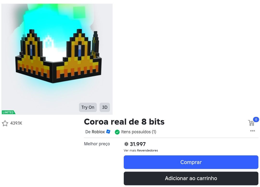 8-BIT ROYAL CROWN ROBLOX | ITEM EXCLUSIVO (LIMITED)