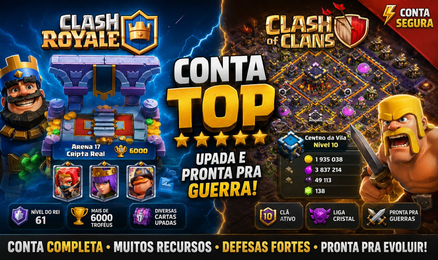 Conta Clash Royale arena 11 e Clash of clans CV 10