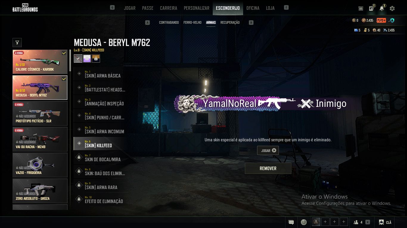 CONTA DE PUBG EPIC GAMES TODOS COMPETIDOR, SO NÃO A EVE,BERRYL MEDUSA KILL FEED