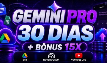 Gemini Pro + 5TB | NotebookLM | YouTube Lite | 30 Dias + Bônus 15x