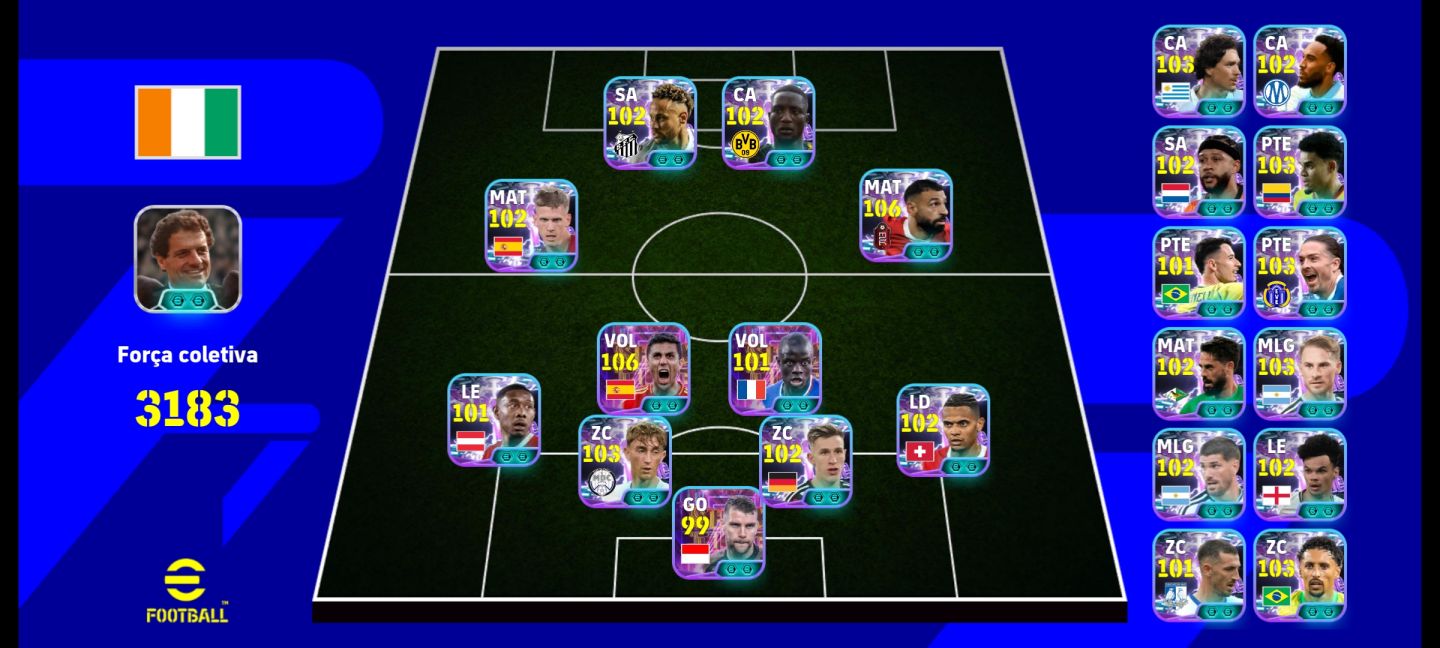 Conta Efootbal, com messi blitz curle, cr7, Pelé, Ronaldinho e muito mais.