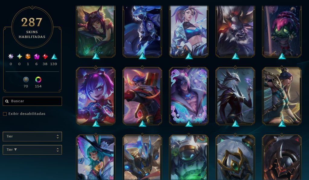 FULL ACESSO - 287 SKINS - MESTRE - 69,4K ESSENCIA AZUL - LEVEL 853