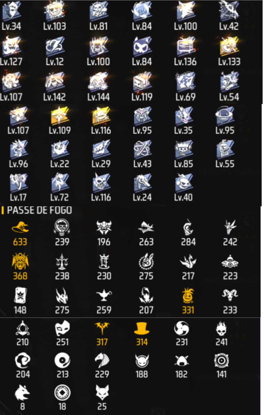 Conta de free fire LVL 66 e +8K likes