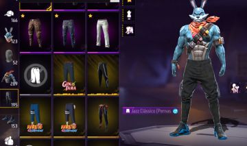 CONTA FREE FIRE COM COELHAO, SOMBRA MARINHA, Calca jazz, Dunk master, Barbinha