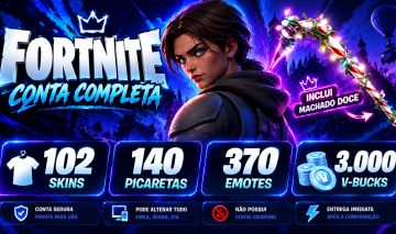 CONTA FORTNITE!!! 102 SKINS + 3K VBUCKS