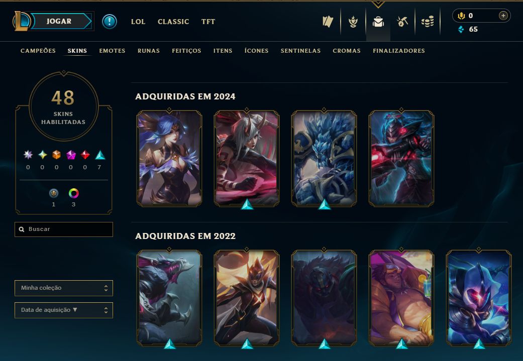 CONTA LOL LVL 49 | 48 SKINS | 39 ÍCONES