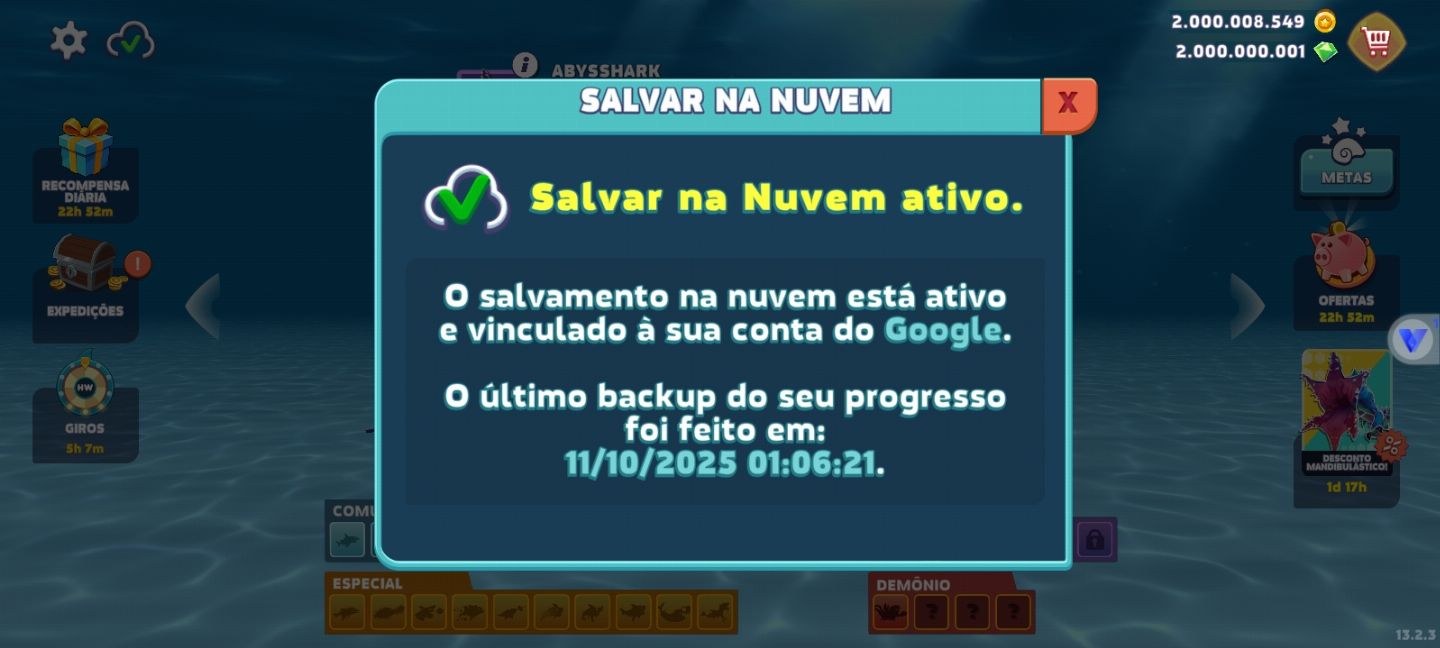 CONTAS HUNGRY SHARK EVOLUTION (FULL ACESSO) [NO SEU EMAIL]
