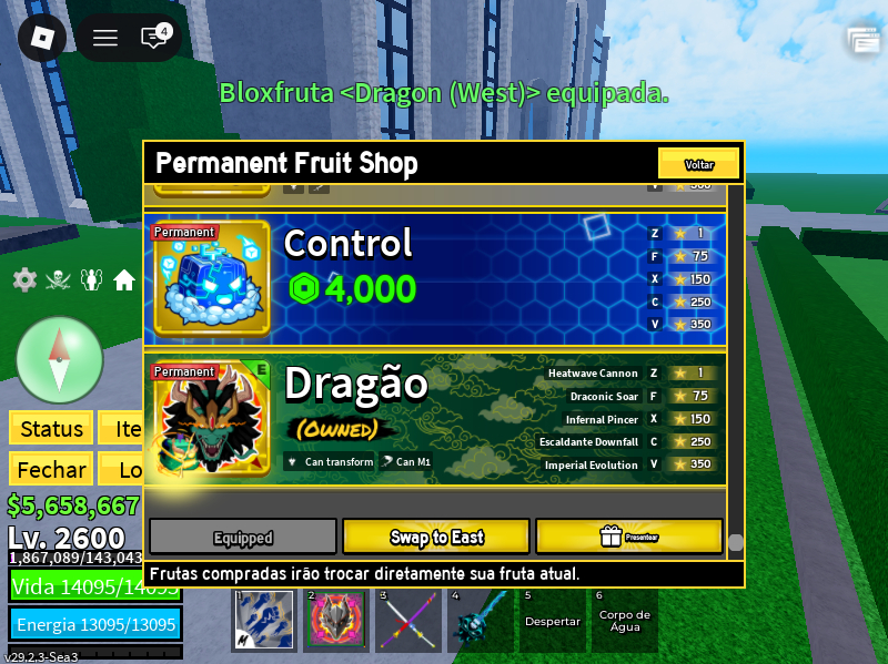 CONTA BLOX FRUITS COM DRAGON PERM E 2X MONEY E COM MUITO ROBUX GASTOS