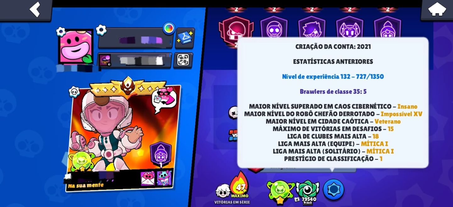 CONTA COM TUDO FULL DE BRAWL STARS ( SKIN DA LOLA REBELDE, SKINS DE PARCERIA)
