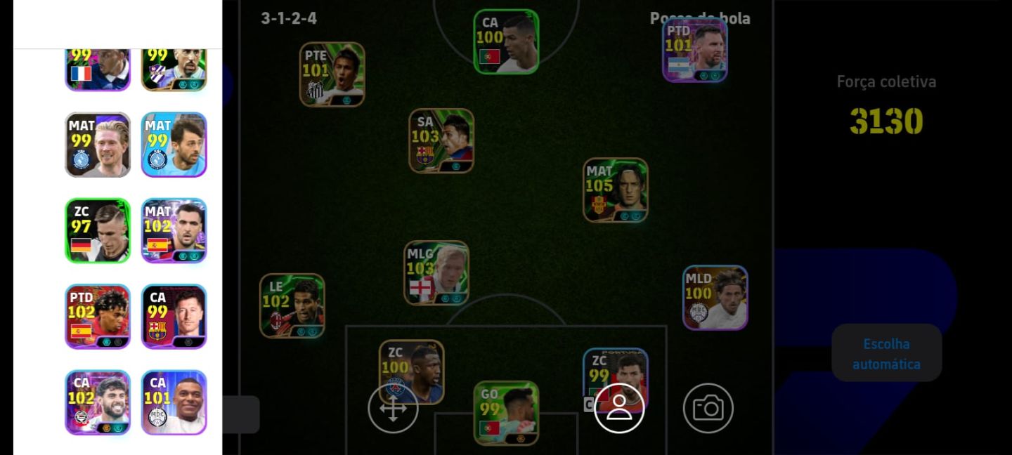 CONTA EFOOTBALL / FORÇA 3130 / TOTTI 105+SCHOLES 103+NEYMAR 101+TEC. CRUYFF!