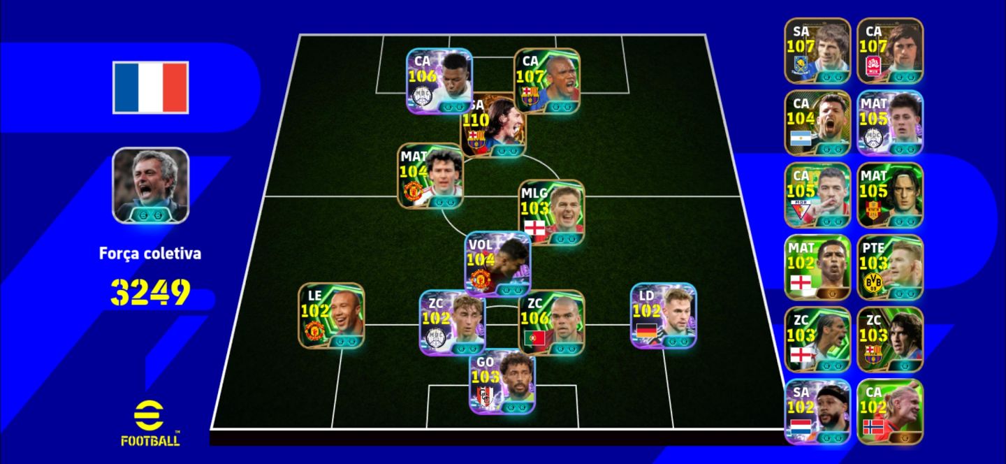 Conta Efootball com Messi 110 e vários jogadores meta