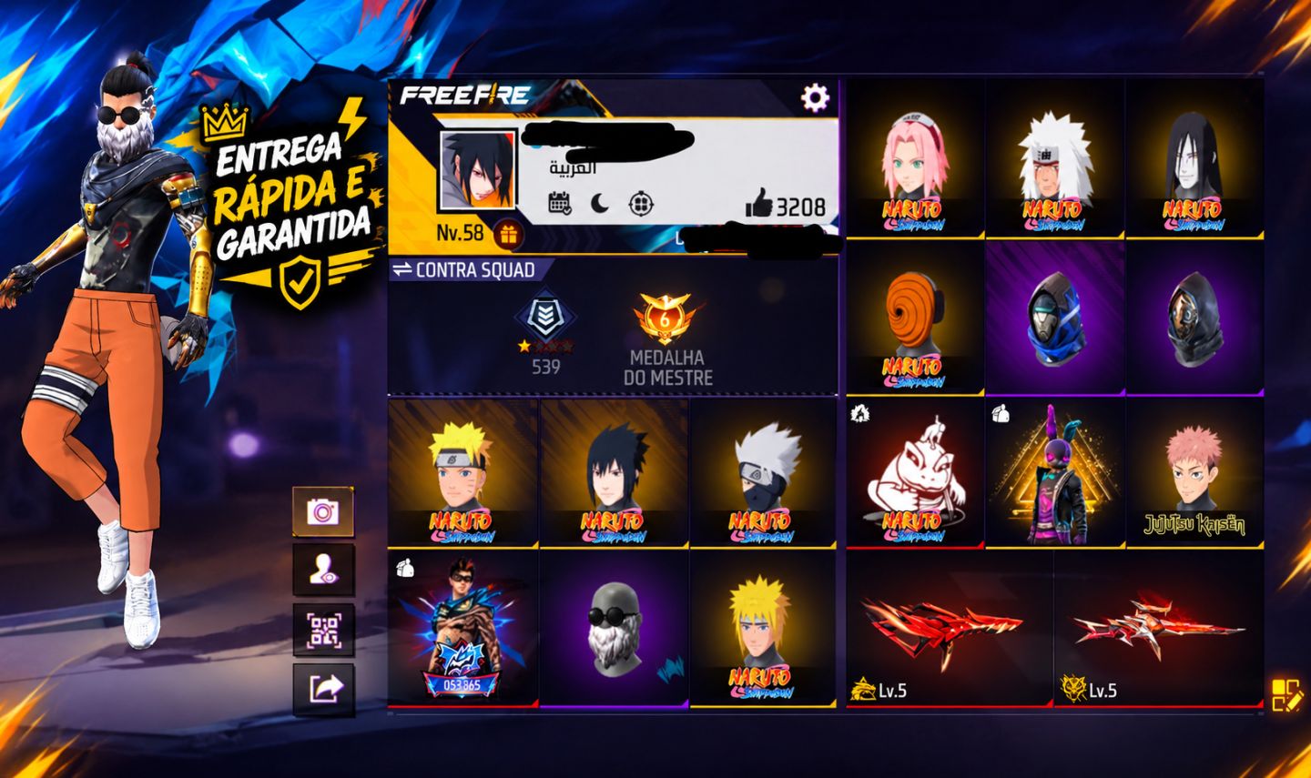 CORRE CONTA PERFEITA BARBA DO VELHO+SKINS DO NARUTO EVOLUTIVAS+SKIN LENDÁRIA