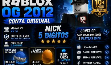 CONTA ROBLOX 2012 OG + LIMITEDS + NICK 5 DÍGITOS + ITENS RAROS