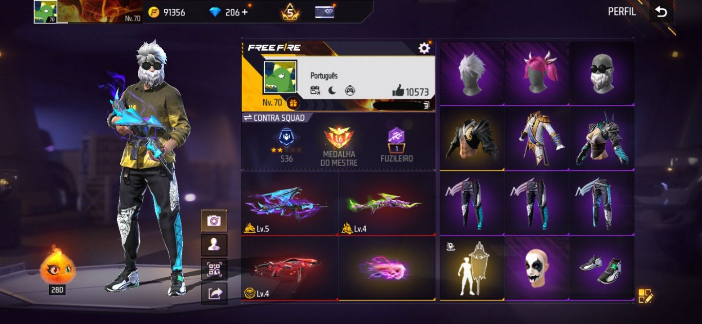 Conta free fire gemada com barbinha, punho, bandeirao, evolutiva 7 anos de idade