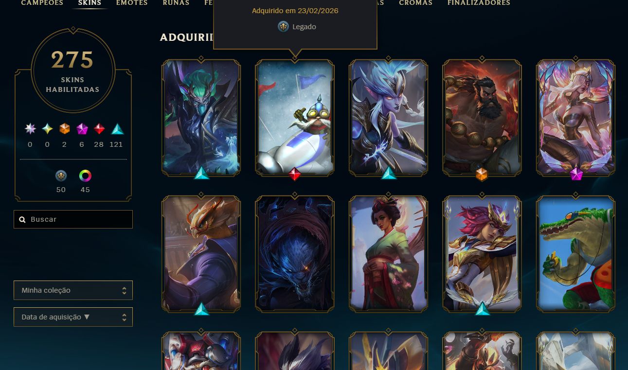Conta de lol lvl 521 POSSUI TODOS OS DADOS