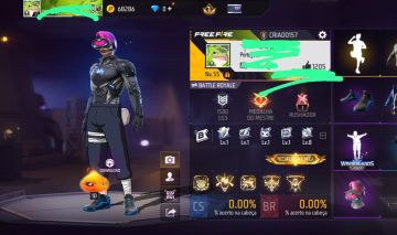 Conta Free Fire Nv 55 - MP40 Evolutiva Lv 3, Skin Kakashi (Naruto), Gel Tanjir..
