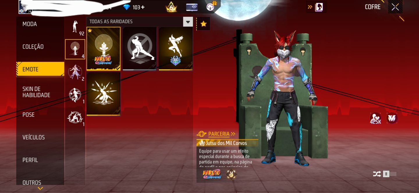 Conta de free fire com Angelical azul, duas evolutiva e punho um soco só Saitama