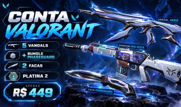 CONTA VALORANT | BUNDLE PHASEGUARD COMPLETO | 5 VANDALS + 2 FACAS