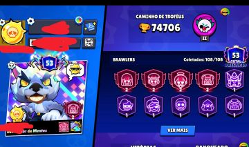 CONTA DE BRAWL STARS 74.4K TROF., 99 HYPERCARGAS, TODOS OS BRAWLERS LEVEL 9+