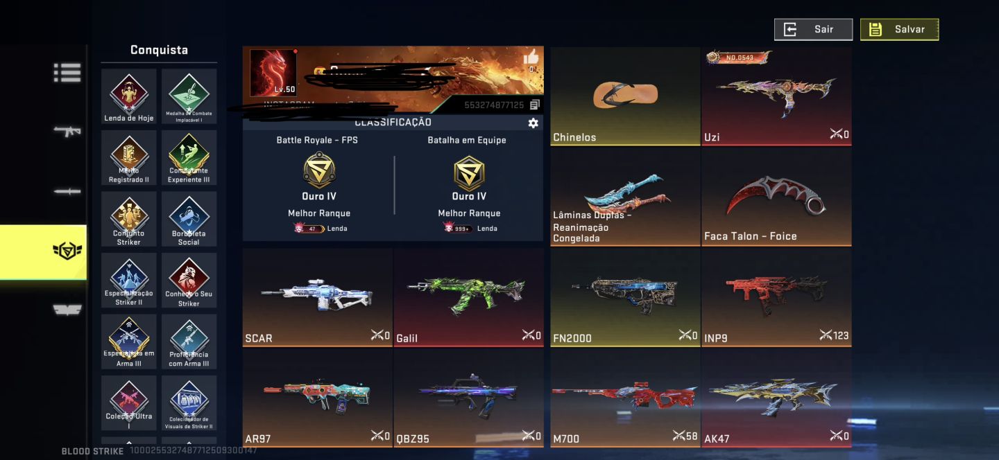 Conta de Blood Strike com eternas.