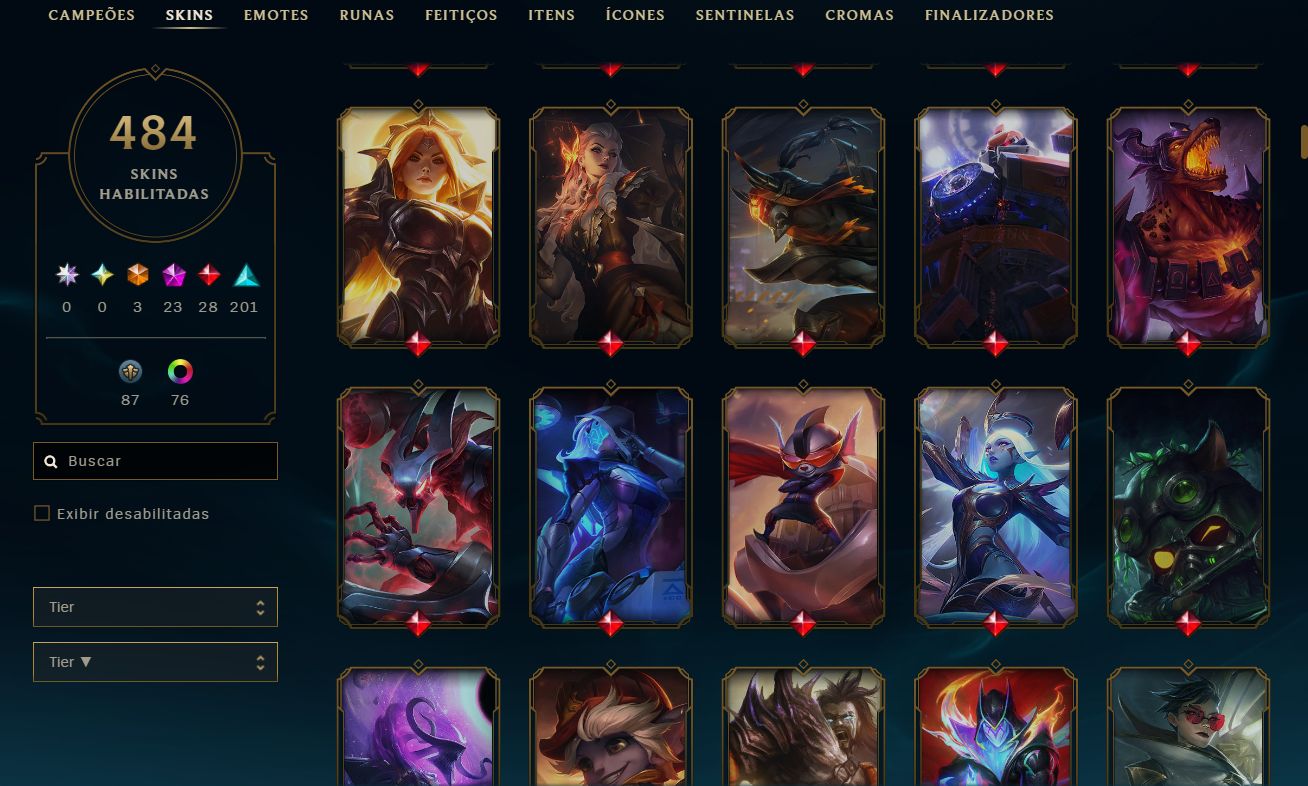 Conta Nível 766 - Platina IV Solo/Platina III Flex - 484 Skins