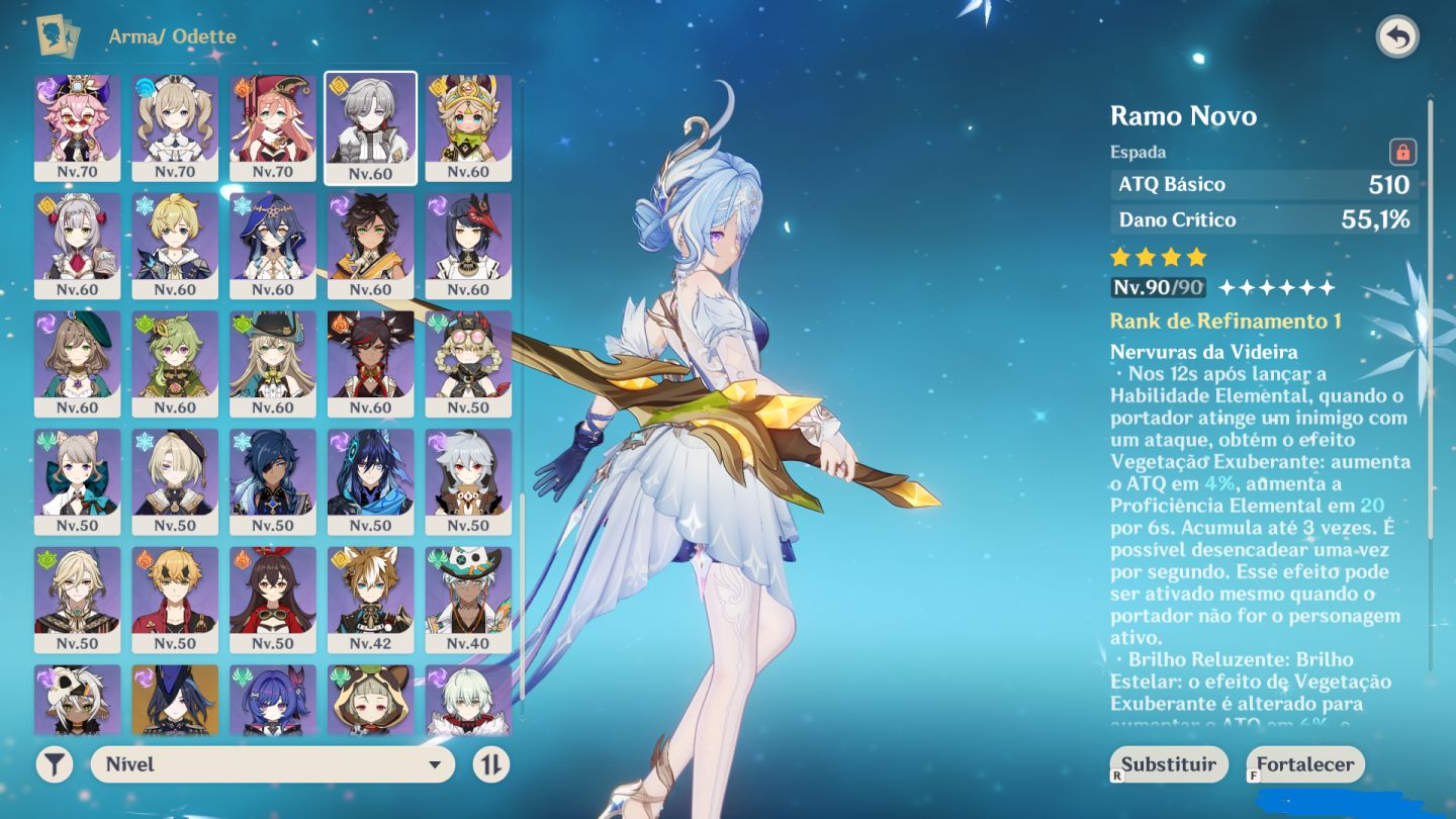 CONTA GENSHIN 56 PERSONAGENS T5 E 11 ARMAS T5