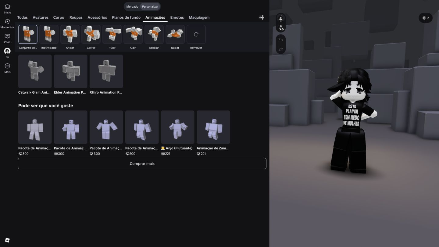CONTA DO ROBLOX COM SKINS E ANIMAÇOES EXCLUSIVAS