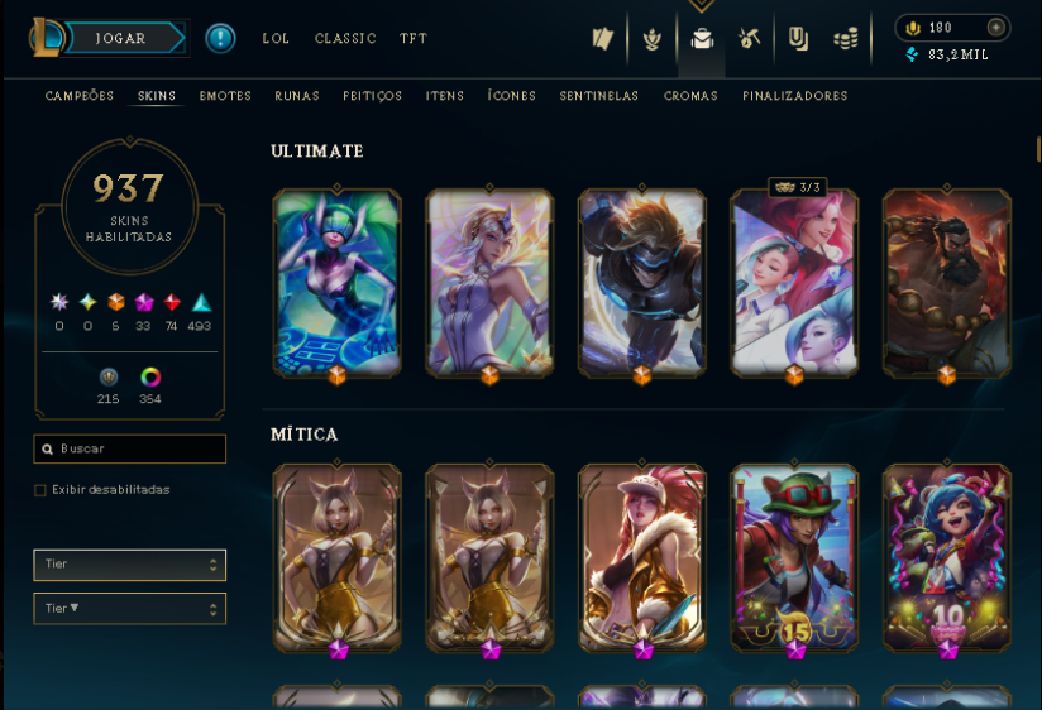 Conta League of Legends 900+ skins