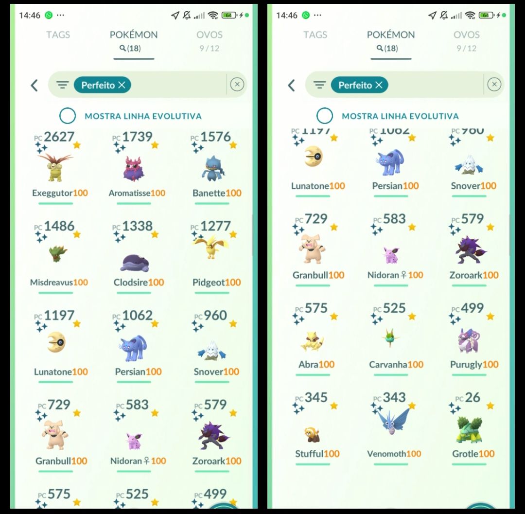 Pokémon Go LVL 70 | 18 Shundos | 200 Shinys | Dialga e Palkia |Q900