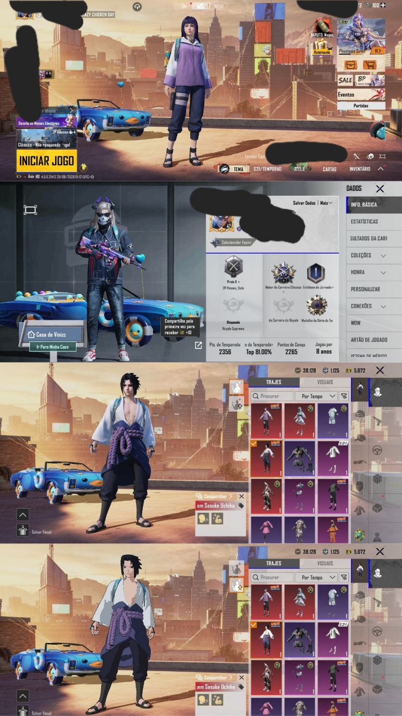 CONTA PUBG MOBILE DE 8 ANOS COM SKINS DO NARUTO (FULL ACESSO)