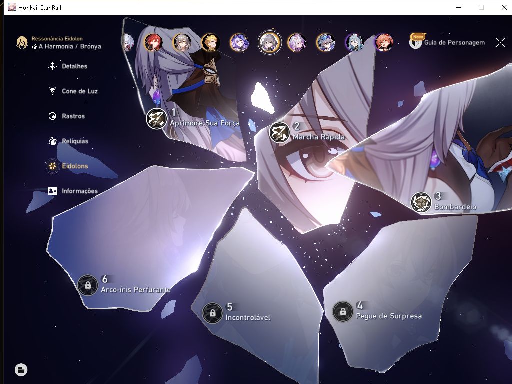 Conta Honkai Star Rail com varios personagem 5 Estrelas e alguns com Eidolons