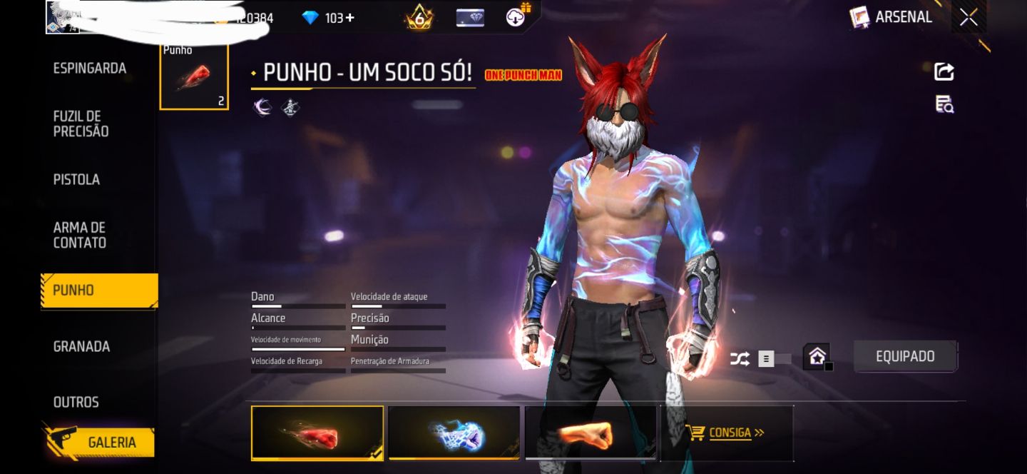 Conta de free fire com Angelical azul, duas evolutiva e punho um soco só Saitama