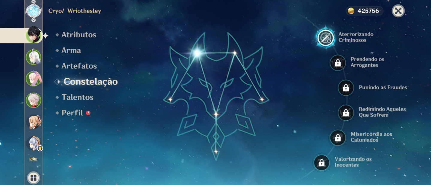 CONTA GENSHIN: WRIOTHESLEY C1 E AYAKA+BISS E SKIN+OUTROS T5 E ARMAS T5